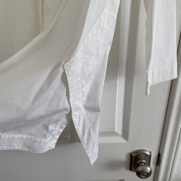 Lafayette 148 New York - White 3/4 Sleeve Button-Down Shirt Tunic Blouse - Picture 5 of 10